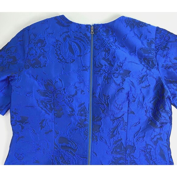 Alice + Olivia Esther Dress Womens 12 Multicolor Satin Floral Ruffle Hem Flaws - Picture 8 of 16